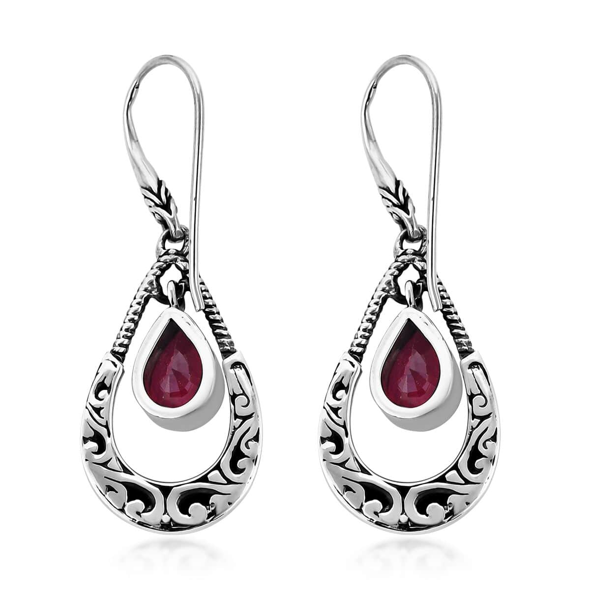 Buy Bali Legacy Niassa Ruby (FF) Floral Earrings in Sterling Silver 4. ...