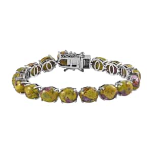 Tasmanian Stichtite Tennis Bracelet in Platinum Over Sterling Silver (7.25 In) 40.20 ctw