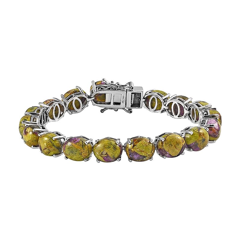 Tasmanian Stichtite Tennis Bracelet in Platinum Over Sterling Silver (7.25 In) 40.20 ctw