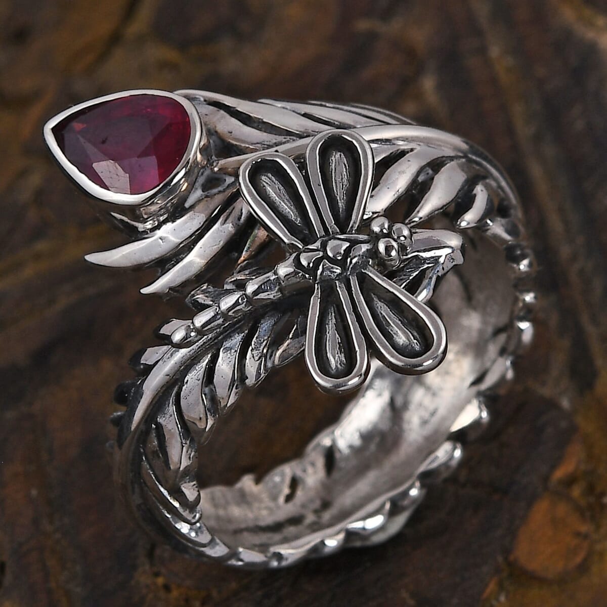 BALI LEGACY Niassa Ruby (FF) Butterfly Ring in Sterling Silver 0.90 ctw image number 1