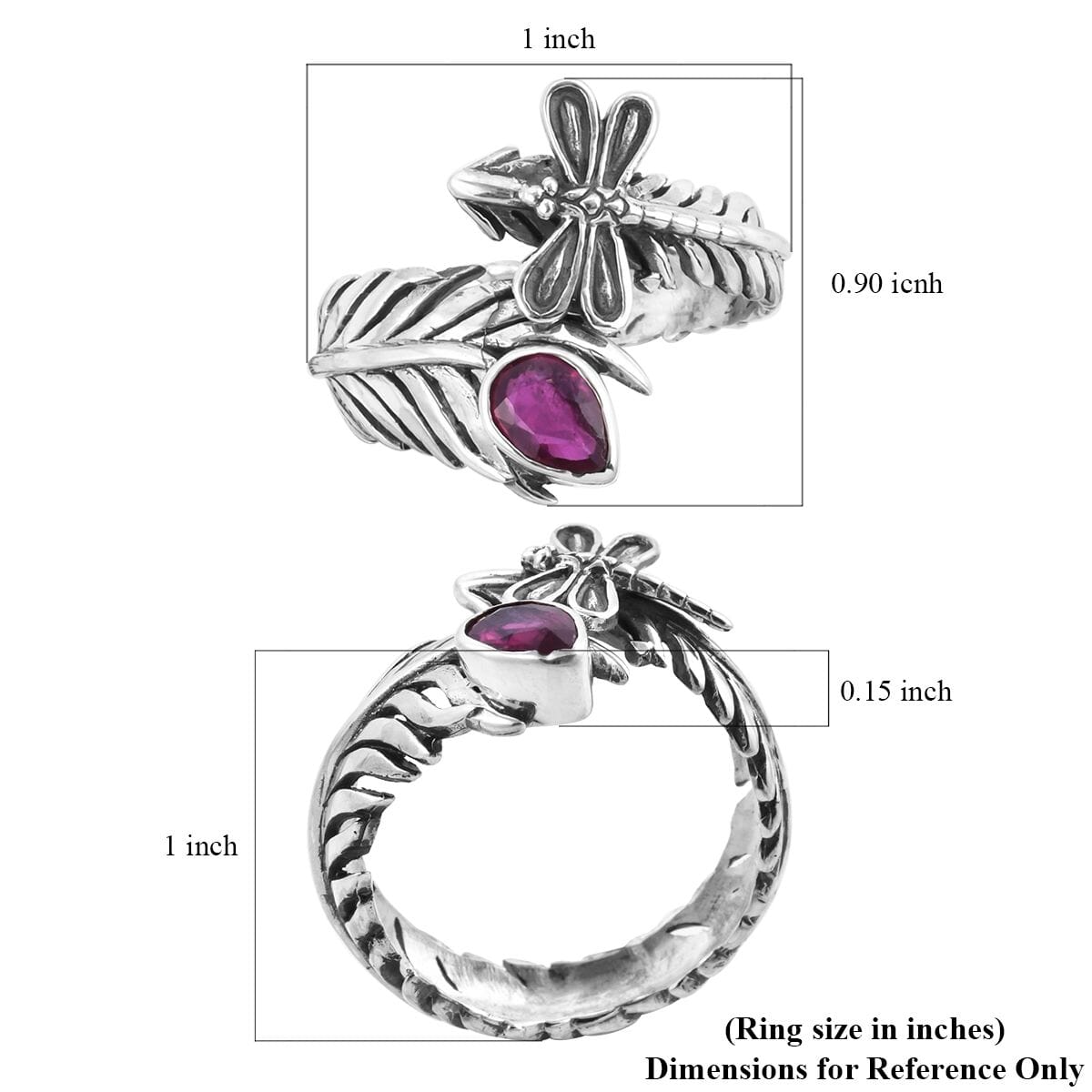 BALI LEGACY Niassa Ruby (FF) Butterfly Ring in Sterling Silver 0.90 ctw image number 5