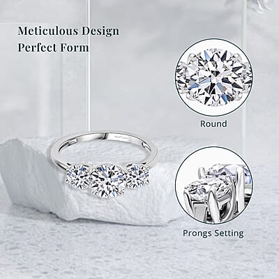 Luxoro 14K White Gold Luxuriant Lab Grown Diamond (G-H, SI) Trilogy Ring (Size 10.0) 1.50 ctw