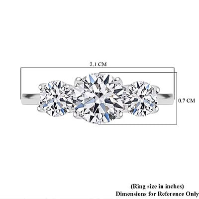 Luxoro 14K White Gold Luxuriant Lab Grown Diamond (G-H, SI) Trilogy Ring (Size 10.0) 1.50 ctw
