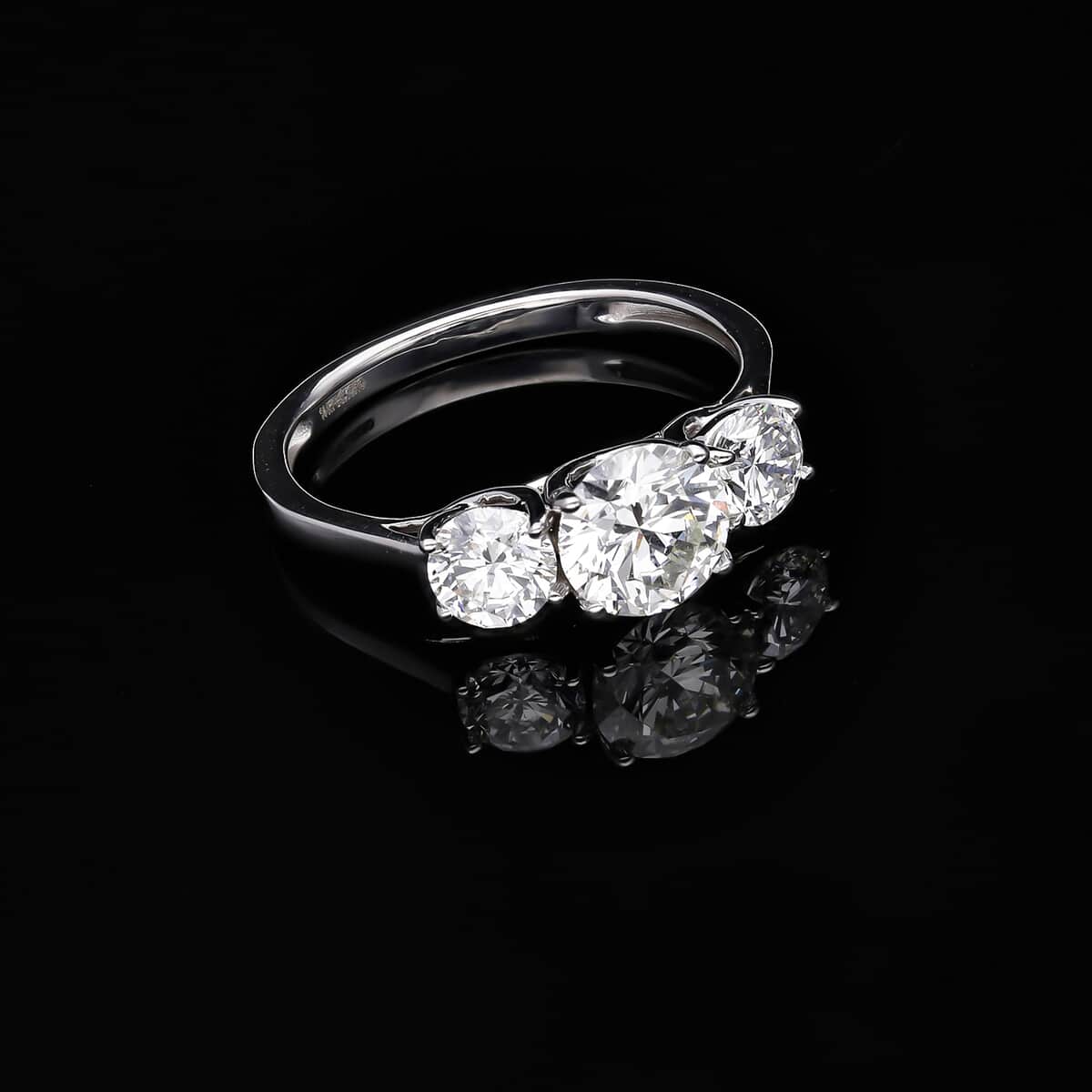 14K White Gold Luxuriant Lab Grown Diamond SI Trilogy Ring (Size 6.0) 1.50 ctw image number 1