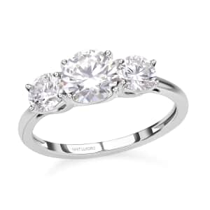 Luxoro 14K White Gold Lab Grown Diamond G-H SI Trilogy Ring (Size 7.0) 1.50 ctw