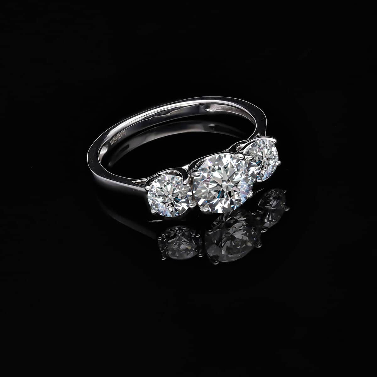 14K White Gold Luxuriant Lab Grown Diamond SI Trilogy Ring (Size 7.0) 1.50 ctw image number 1