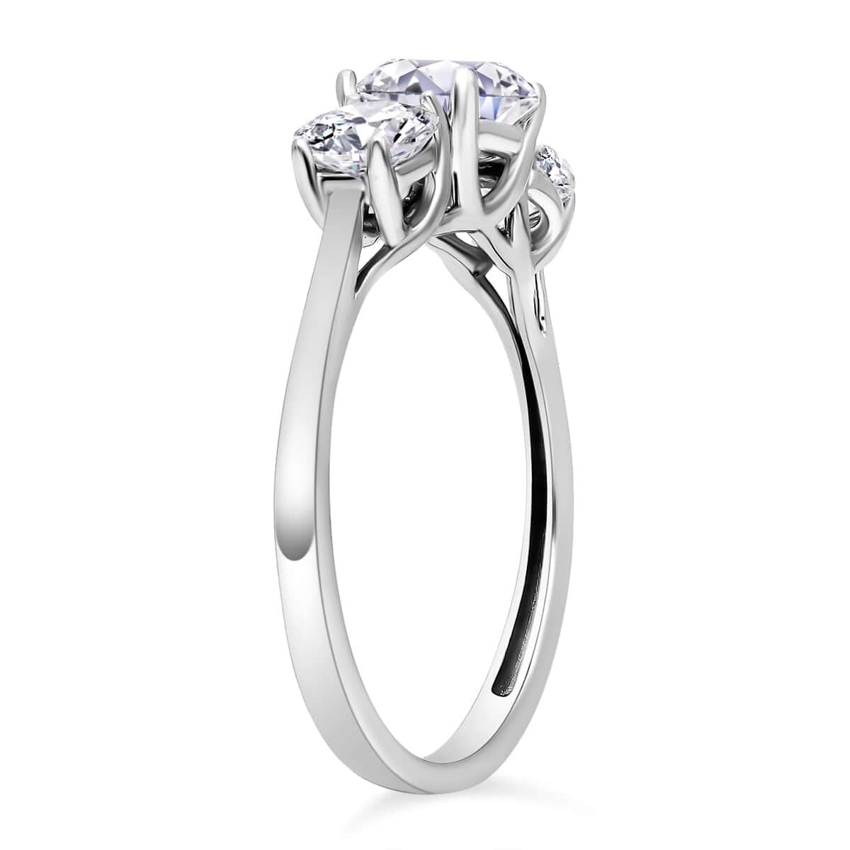 14K White Gold Luxuriant Lab Grown Diamond SI Trilogy Ring (Size 7.0) 1.50 ctw image number 3