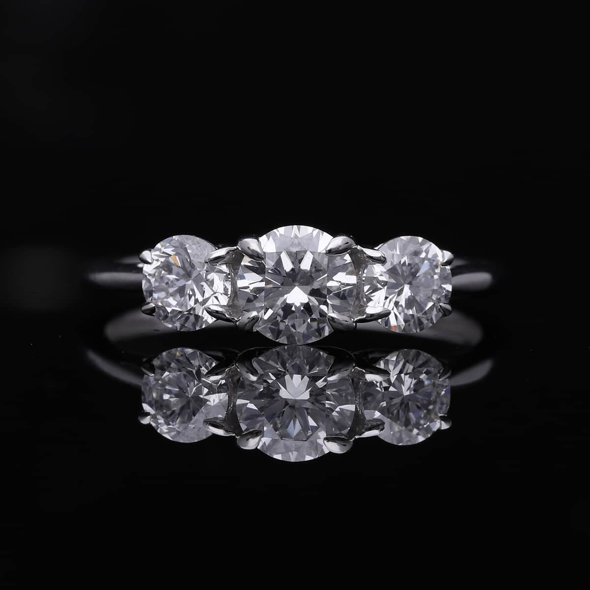 14K White Gold Luxuriant Lab Grown Diamond SI Trilogy Ring (Size 8.0) 1.50 ctw image number 6