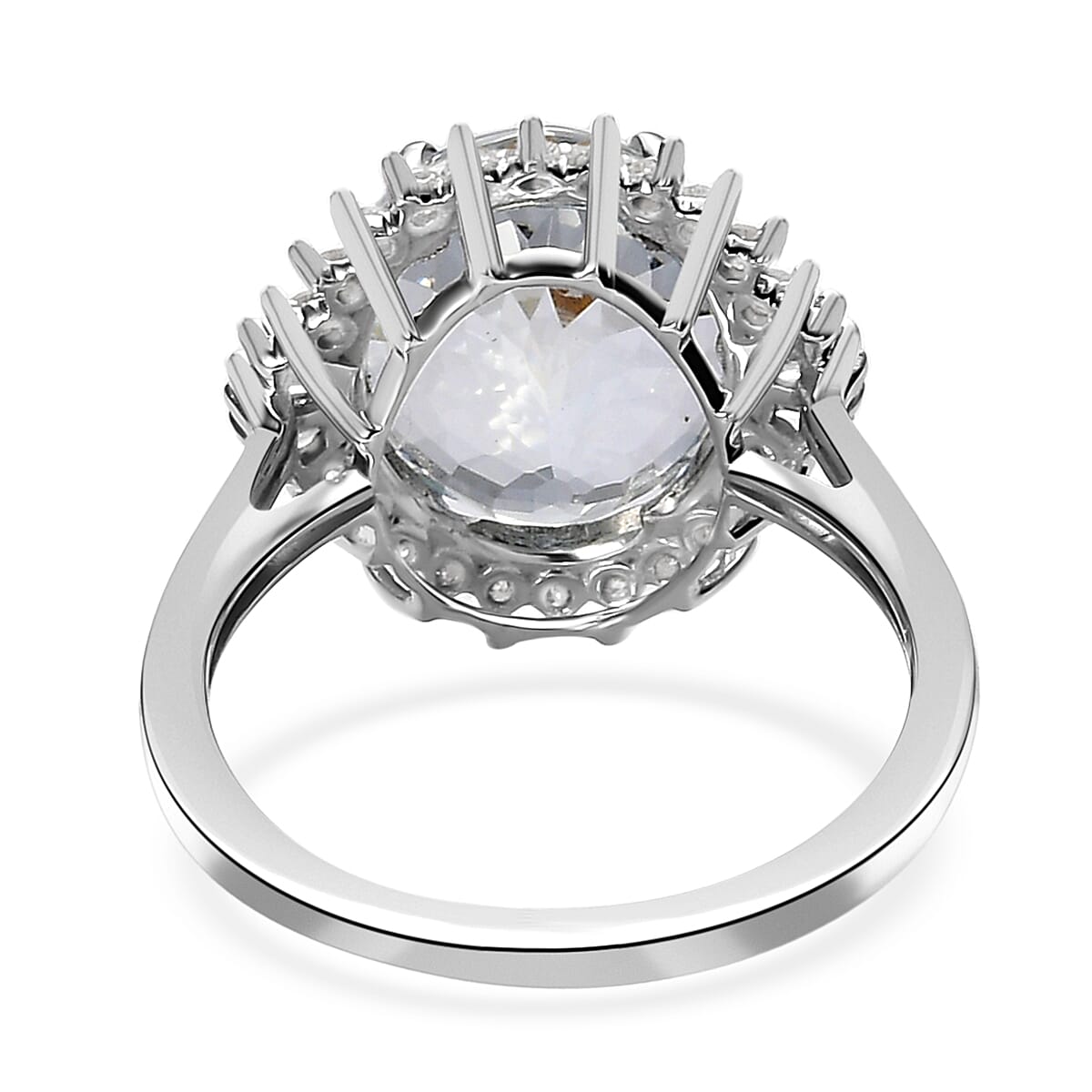 Luxoro 10K White Gold Premium Mangoro Aquamarine and Diamond Sunburst Ring (Size 7.0) 4.35 ctw image number 4