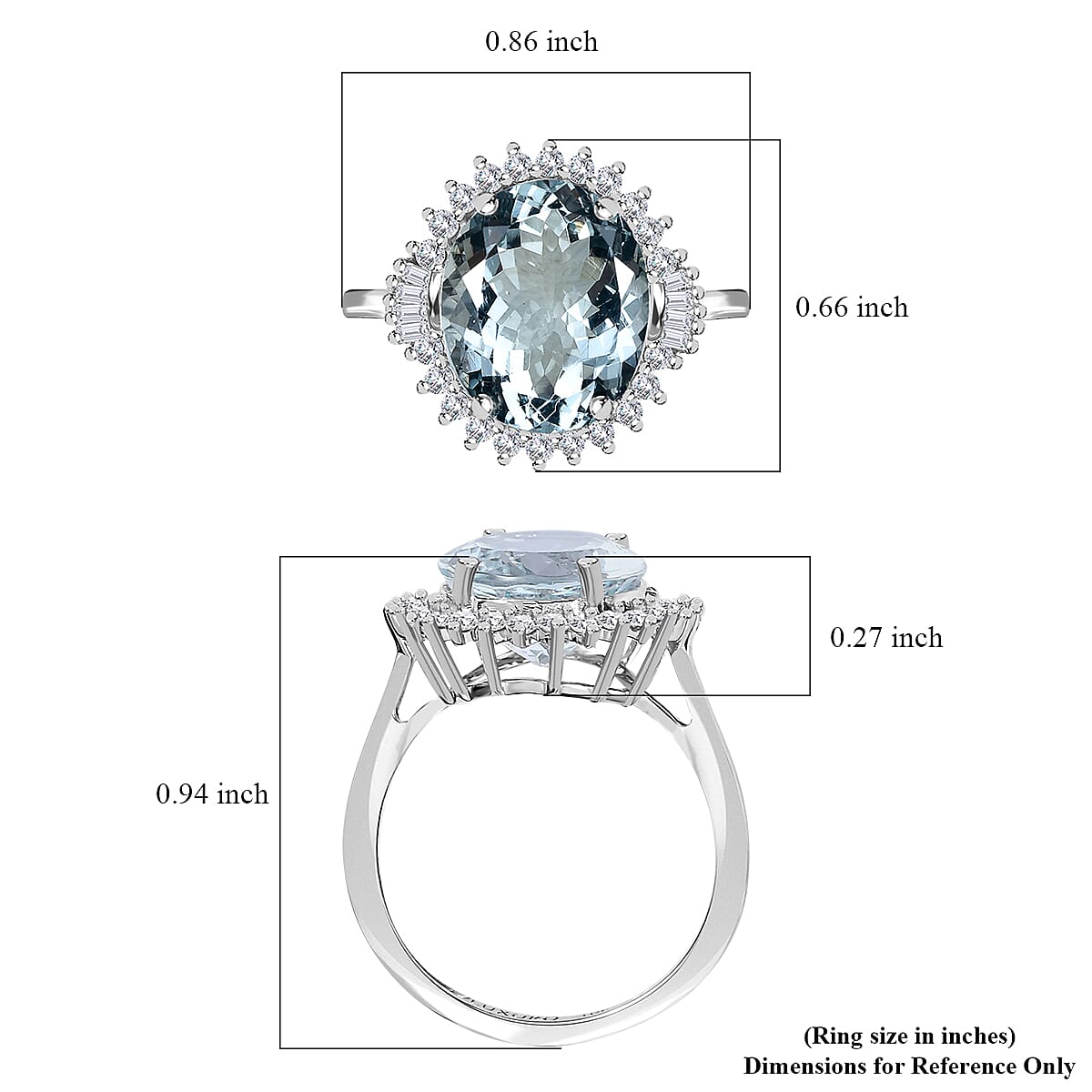 Luxoro 10K White Gold Premium Mangoro Aquamarine and Diamond Sunburst Ring (Size 7.0) 4.35 ctw image number 5