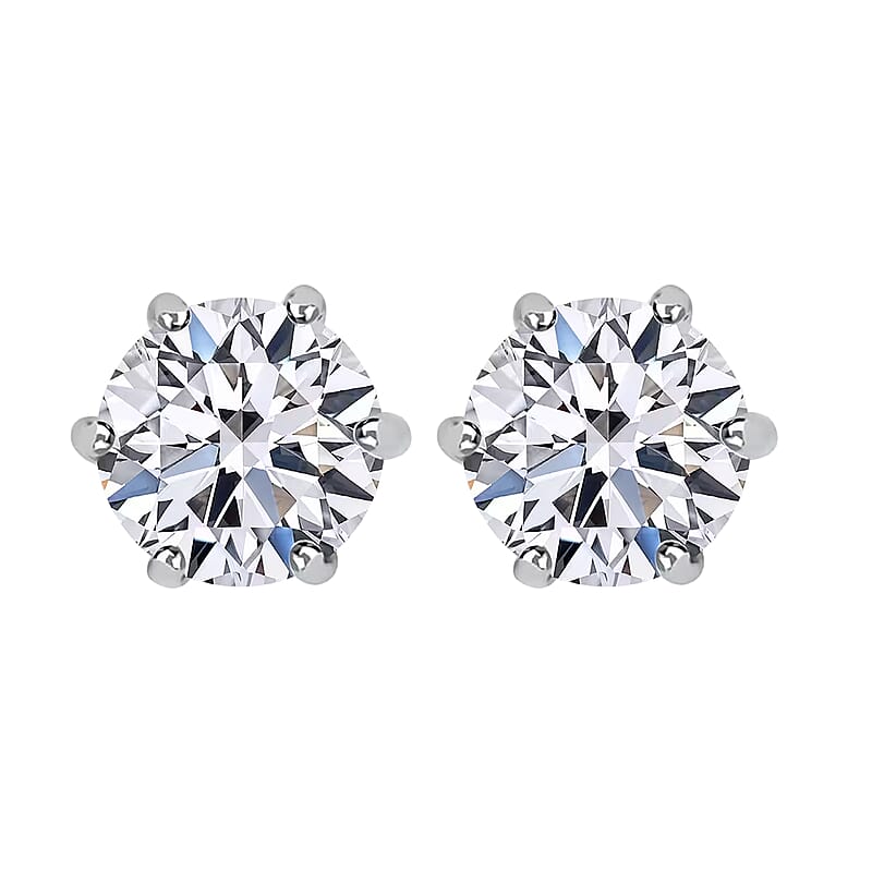 14K White Gold Luxuriant Lab Grown Diamond G-H SI Solitaire Stud Earrings 1.00 ctw