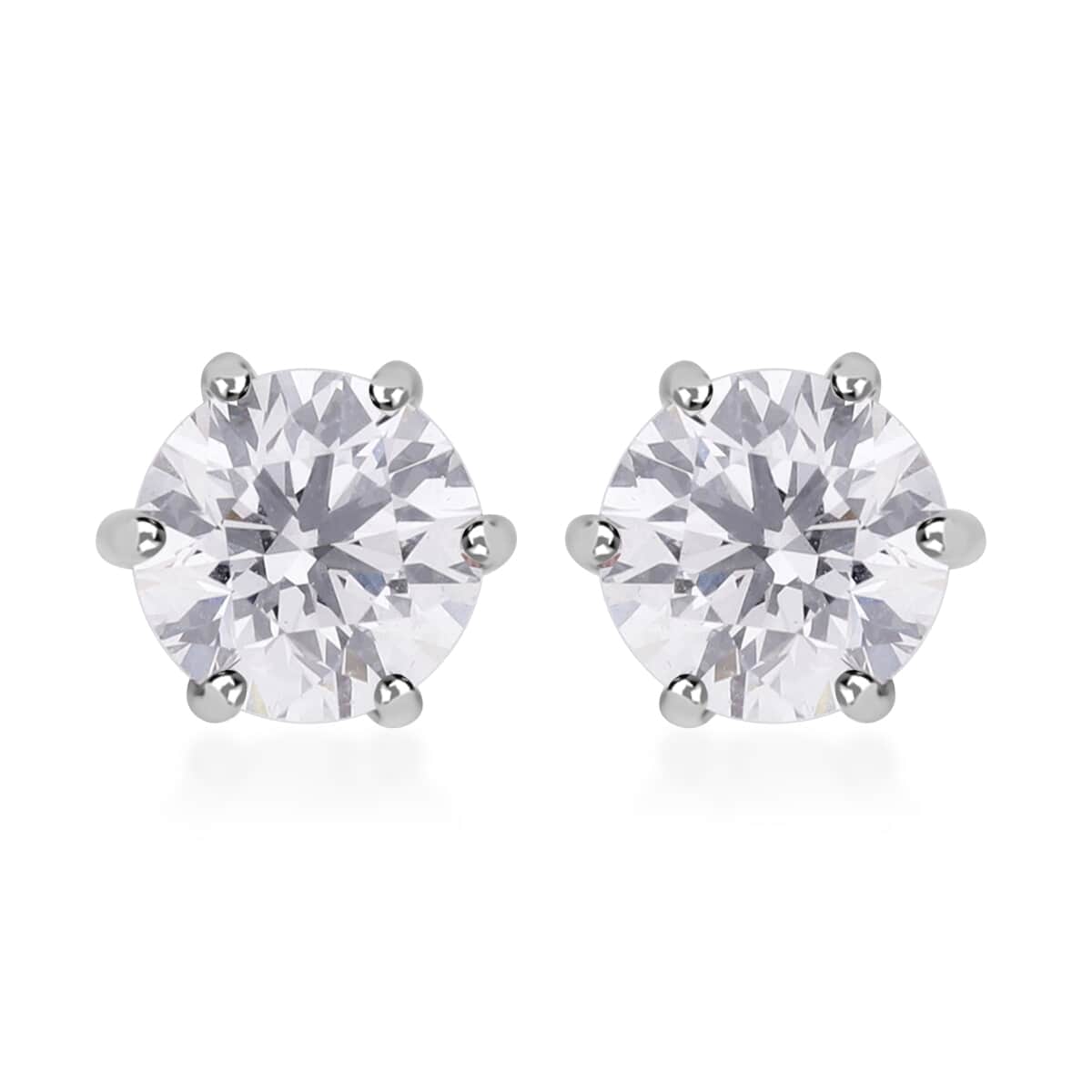 Luxoro 14K White Gold Luxuriant Lab Grown Diamond G-H SI Solitaire Stud Earrings 1.00 ctw image number 0