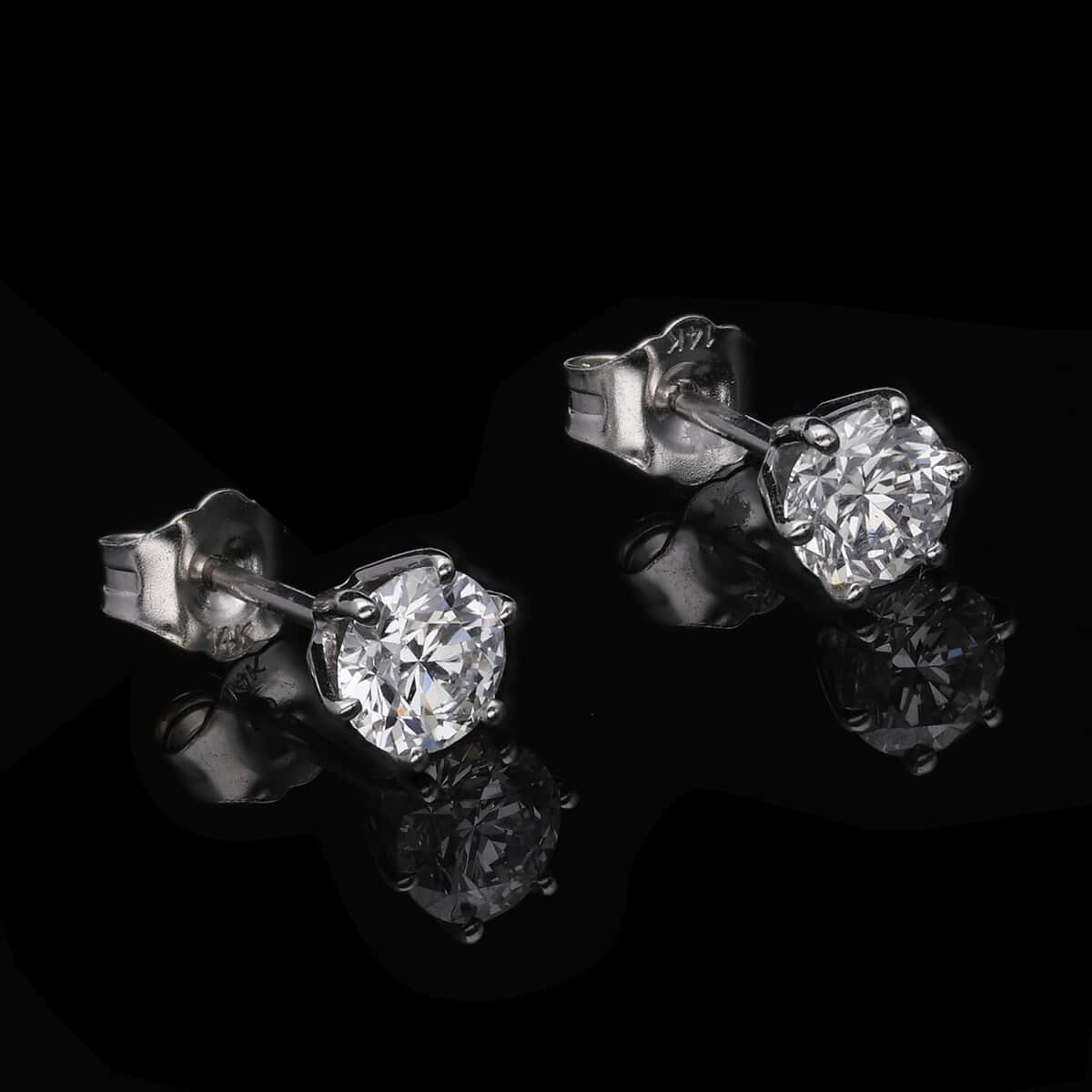 Luxoro 14K White Gold Luxuriant Lab Grown Diamond G-H SI Solitaire Stud Earrings 1.00 ctw image number 1