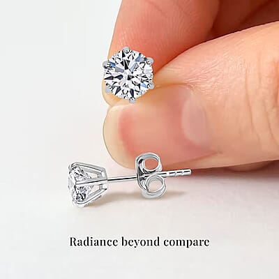14K White Gold Luxuriant Lab Grown Diamond G-H SI Solitaire Stud Earrings 1.00 ctw