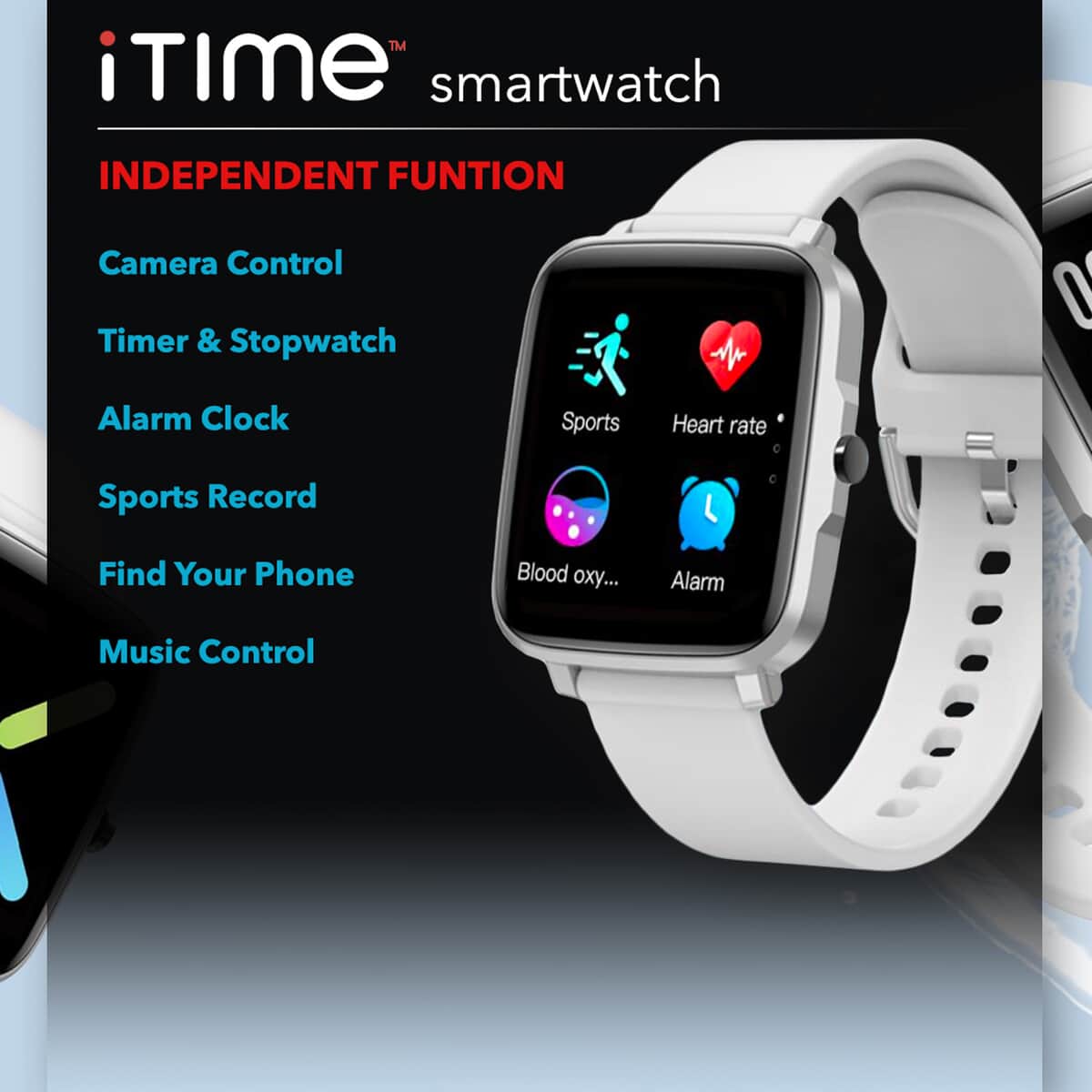 iTime Full Touch Screen Smart Watch with Black Silicone Strap (40 mm Dial) image number 2
