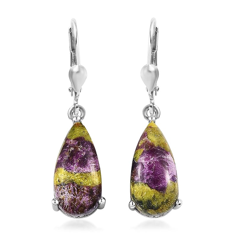 Tasmanian Stichtite 8.10 ctw Lever Back Earrings in Platinum Over Sterling Silver