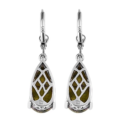 Tasmanian Stichtite 8.10 ctw Lever Back Earrings in Platinum Over Sterling Silver