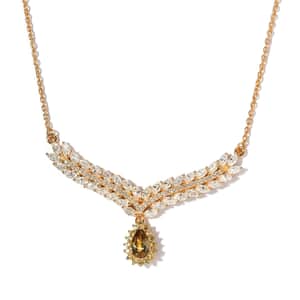 Premium Golden Tanzanite and Multi Gemstone Necklace 18 Inches in Vermeil Yellow Gold Over Sterling Silver 3.75 ctw