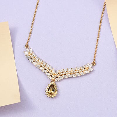 Premium Golden Tanzanite and Multi Gemstone Necklace 18 Inches in Vermeil Yellow Gold Over Sterling Silver 3.75 ctw