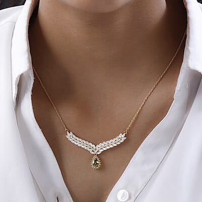 Premium Golden Tanzanite and Multi Gemstone Necklace 18 Inches in Vermeil Yellow Gold Over Sterling Silver 3.75 ctw