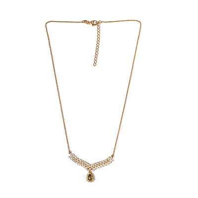 Premium Golden Tanzanite and Multi Gemstone Necklace 18 Inches in Vermeil Yellow Gold Over Sterling Silver 3.75 ctw
