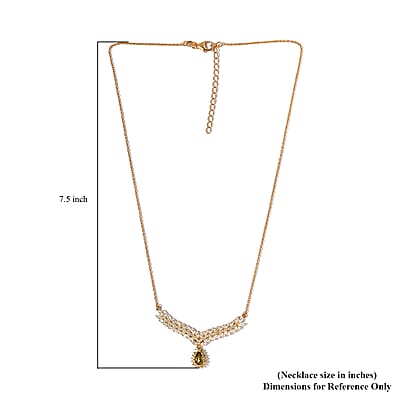 Premium Golden Tanzanite and Multi Gemstone Necklace 18 Inches in Vermeil Yellow Gold Over Sterling Silver 3.75 ctw