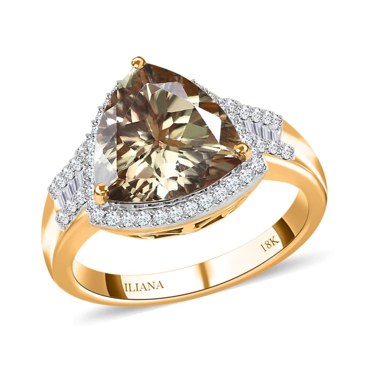 ILIANA 18K Yellow Gold AAA Turkizite and G-H SI Diamond Ring 3.30 Grams 4.50 ctw image number 0