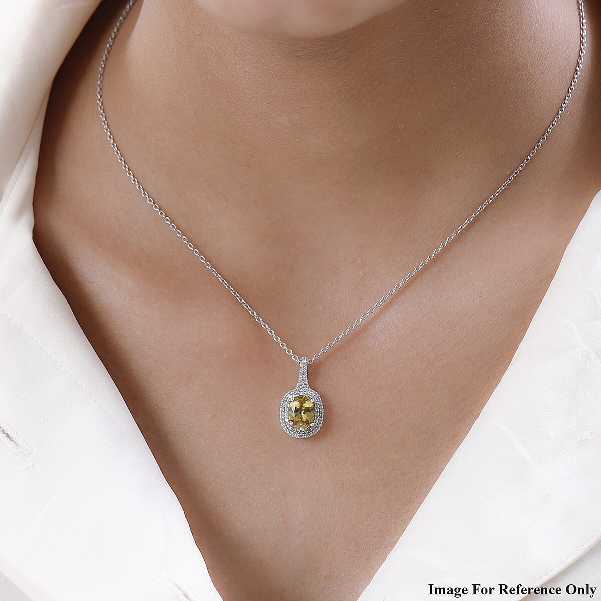 Brazilian Golden Apatite and White Zircon Pendant in Platinum Over Sterling Silver 2.15 ctw image number 2