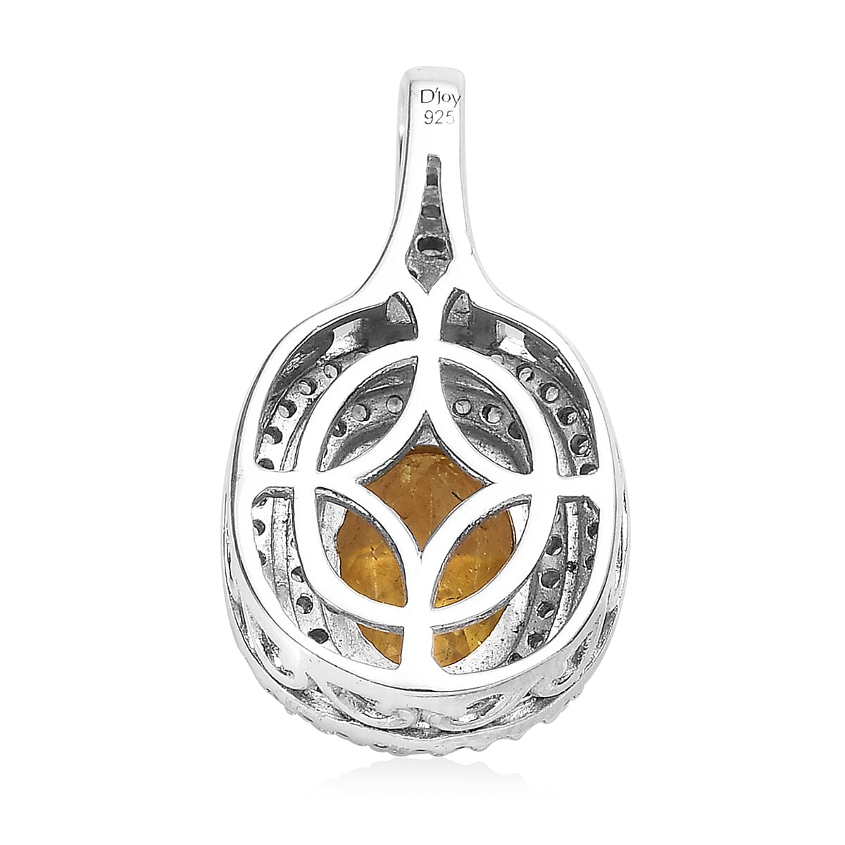 Brazilian Golden Apatite and White Zircon Pendant in Platinum Over Sterling Silver 2.15 ctw image number 4