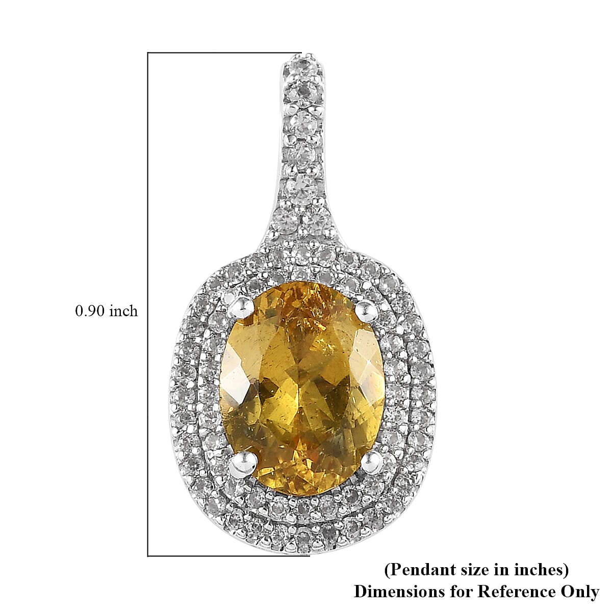 Brazilian Golden Apatite and White Zircon Pendant in Platinum Over Sterling Silver 2.15 ctw