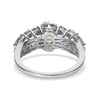 Brazilian Golden Apatite and Multi Gemstone Ring in Platinum Over Sterling Silver (Size 10.0) 2.10 ctw