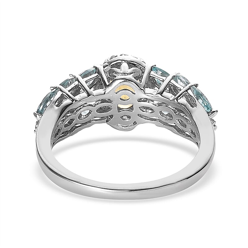 Brazilian Golden Apatite and Multi Gemstone Ring in Platinum Over Sterling Silver (Size 10.0) 2.10 ctw