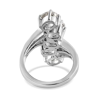 White Topaz 5 Stone Ring in Stainless Steel (Size 10.0) 4.75 ctw