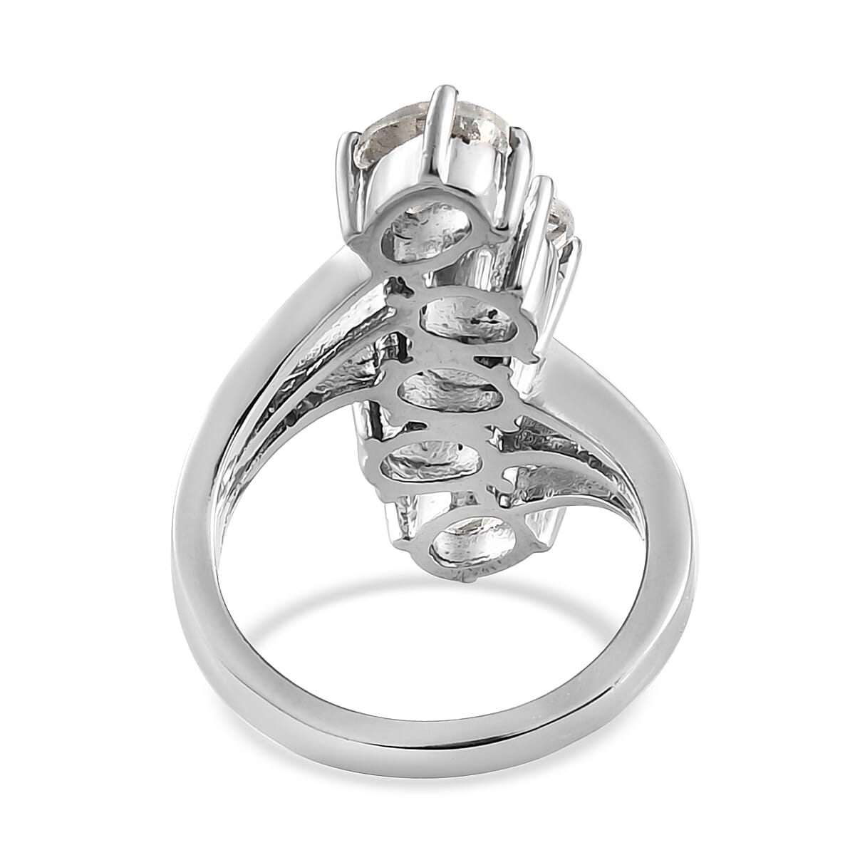 White Topaz 5 Stone Ring in Stainless Steel (Size 8.0) 4.75 ctw image number 4