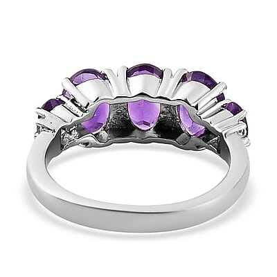 Amethyst and White Topaz Ring in Stainless Steel (Size 10.0) 1.50 ctw