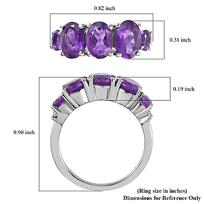 Amethyst and White Topaz Ring in Stainless Steel (Size 10.0) 1.50 ctw