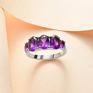 Amethyst and White Topaz Ring in Stainless Steel (Size 9.0) 1.50 ctw