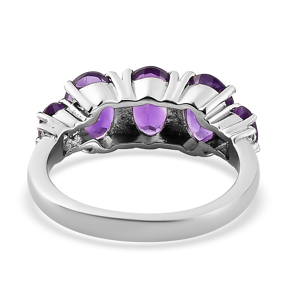 Amethyst and White Topaz Ring in Stainless Steel (Size 9.0) 1.50 ctw image number 4