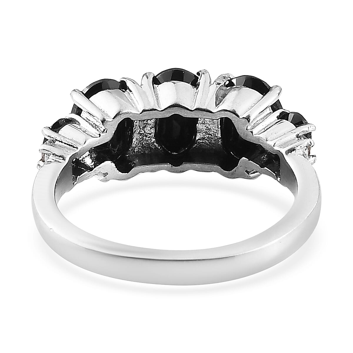 Thai Black Spinel, White Topaz Ring in Stainless Steel (Size 9.0) 2.50 ctw | Tarnish-Free, Waterproof, Sweat Proof Jewelry image number 4