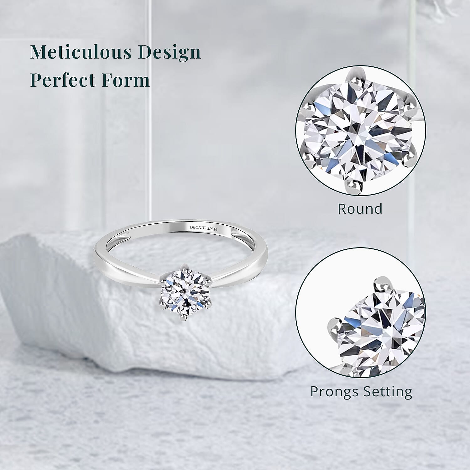 Luxoro 14K White Gold Luxuriant Lab Grown Diamond G-H SI Solitaire Ring (Size 10.0) 1.00 ctw