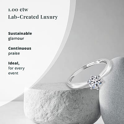 14K White Gold Luxuriant Lab Grown Diamond G-H SI Solitaire Ring (Size 8.0) 1.00 ctw