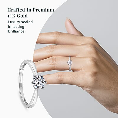 14K White Gold Luxuriant Lab Grown Diamond G-H SI Solitaire Ring (Size 8.0) 1.00 ctw