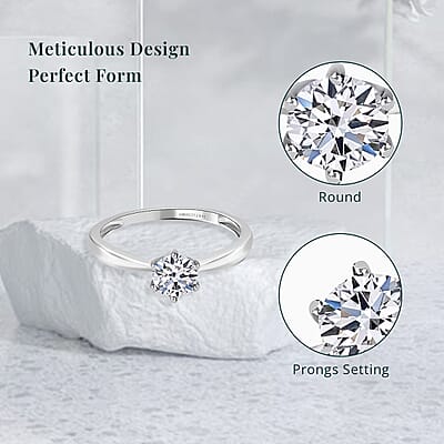14K White Gold Luxuriant Lab Grown Diamond G-H SI Solitaire Ring (Size 8.0) 1.00 ctw