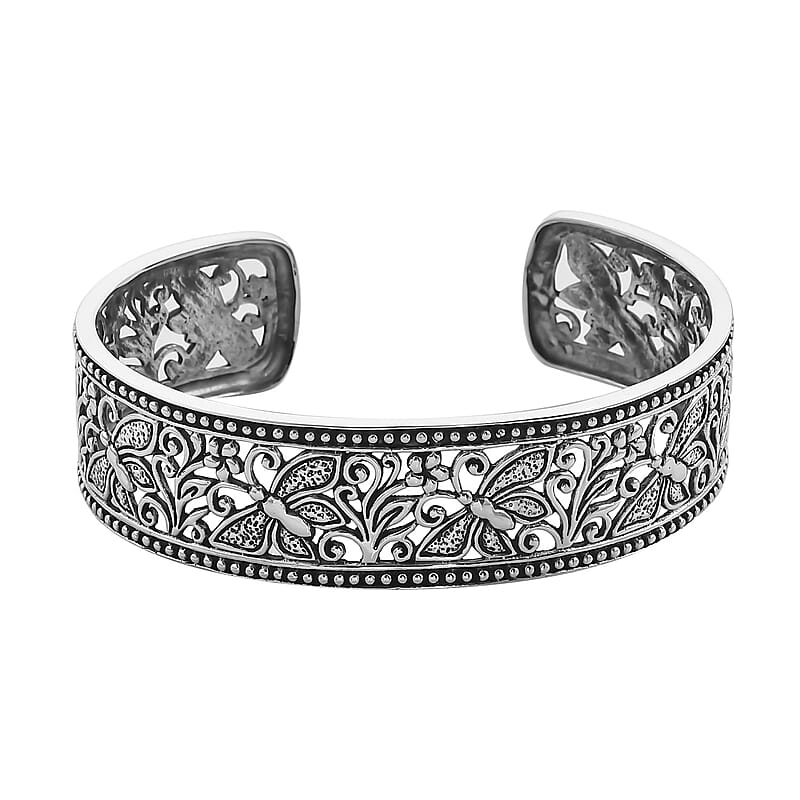 Bali Legacy Sterling Silver Butterfly Cuff Bracelet (7.25 In) 25.75 Grams