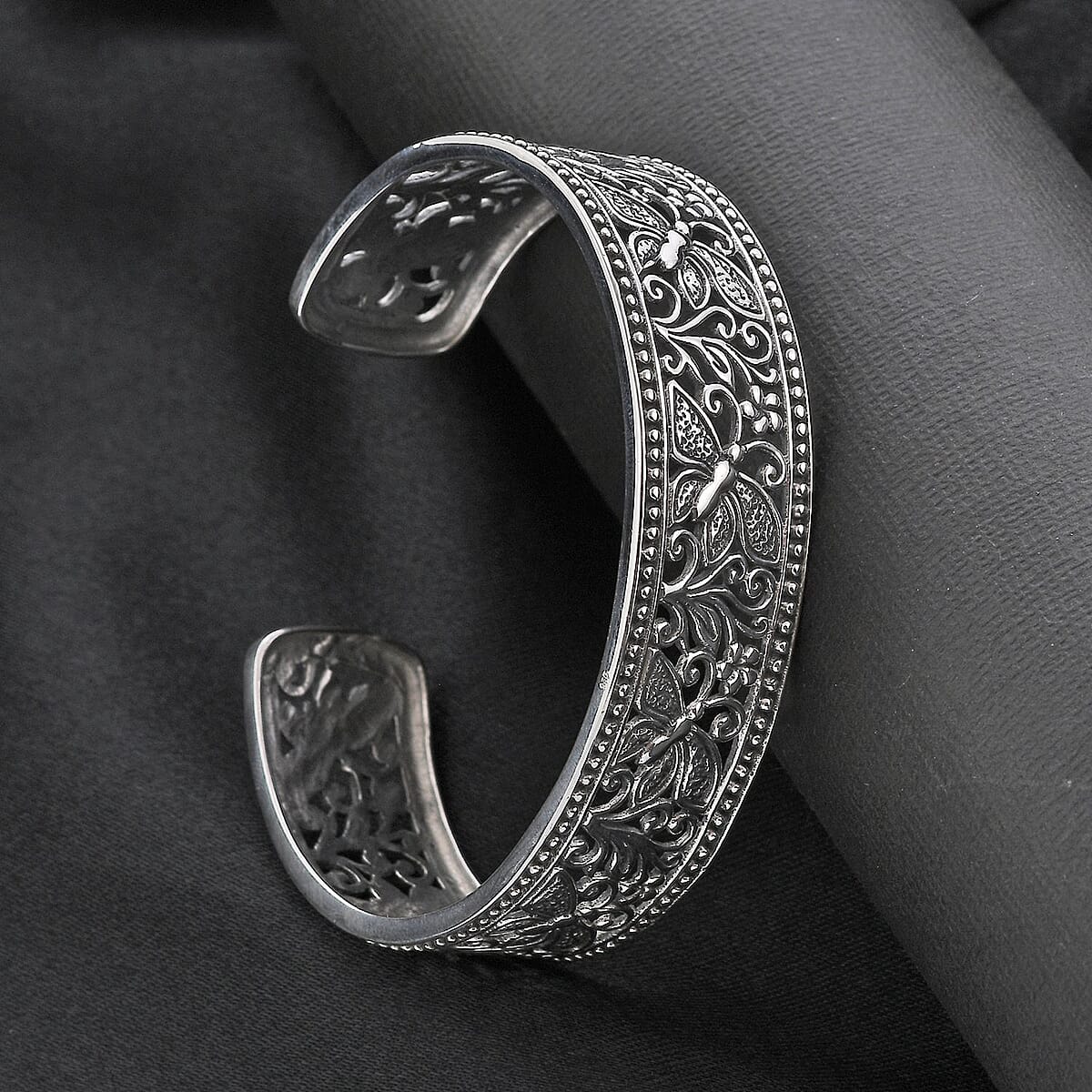 Bali Legacy Sterling Silver Butterfly Cuff Bracelet (7.25 In) 25.75 Grams image number 1