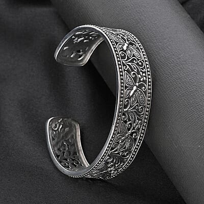 Bali Legacy Sterling Silver Butterfly Cuff Bracelet (7.25 In) 25.75 Grams