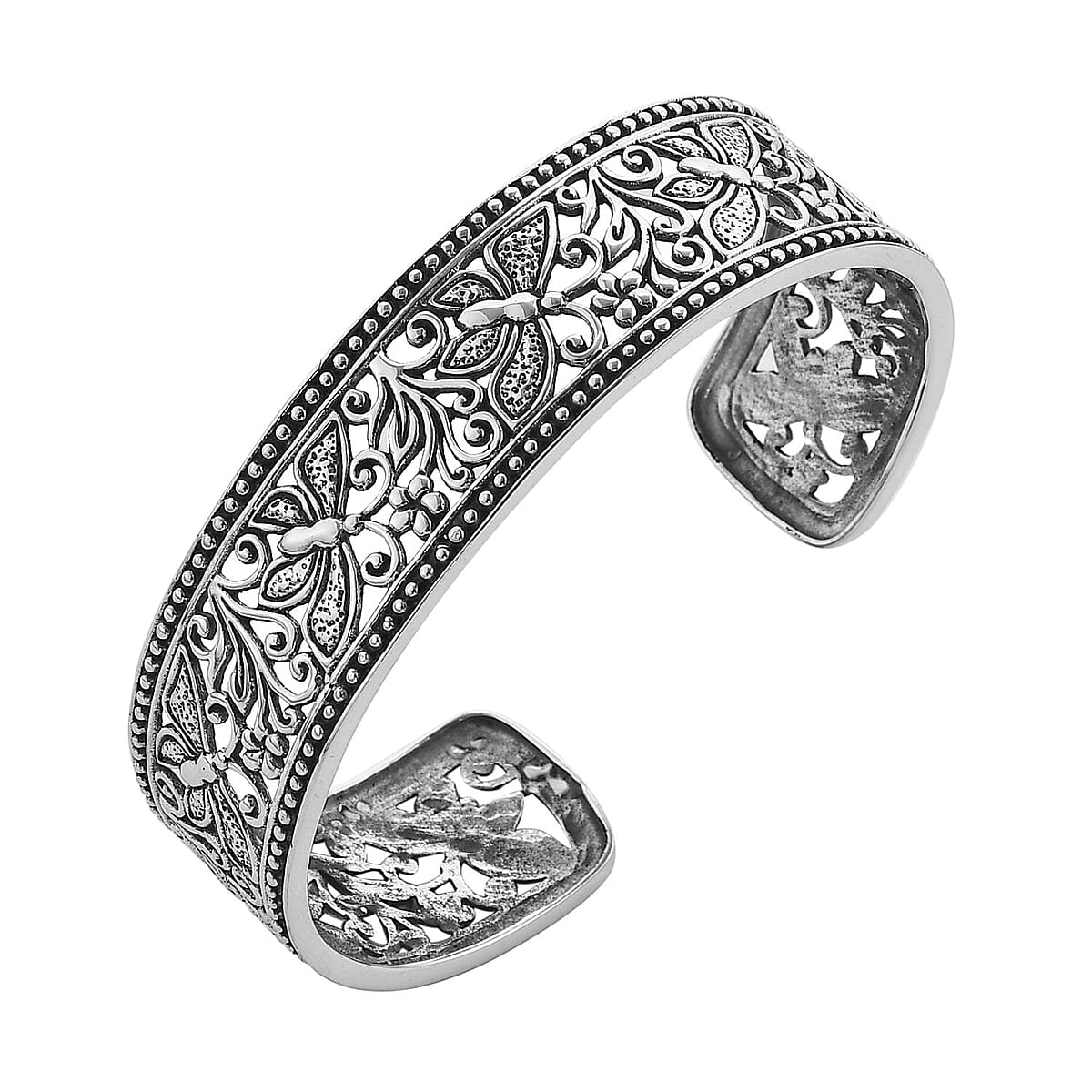 Bali Legacy Sterling Silver Butterfly Cuff Bracelet (7.25 In) 25.75 Grams image number 3