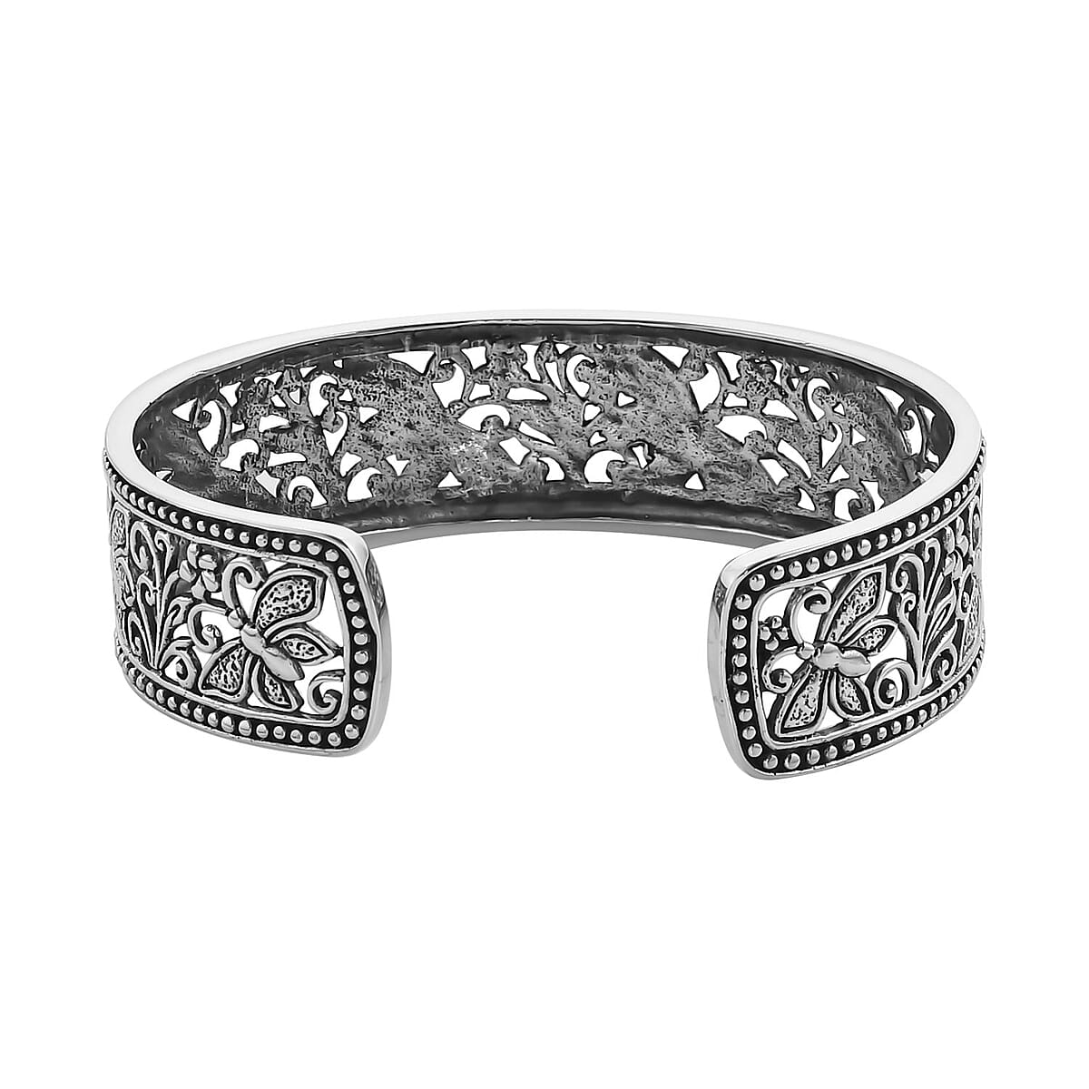 Bali Legacy Sterling Silver Butterfly Cuff Bracelet (7.25 In) 25.75 Grams image number 4