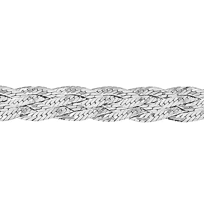 Italian Sterling Silver 5 Lines Braided Herringbone Chain Bracelet (7.0-8.0In) 5.70 Grams