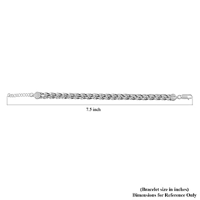Italian Sterling Silver 5 Lines Braided Herringbone Chain Bracelet (7.0-8.0In) 5.70 Grams
